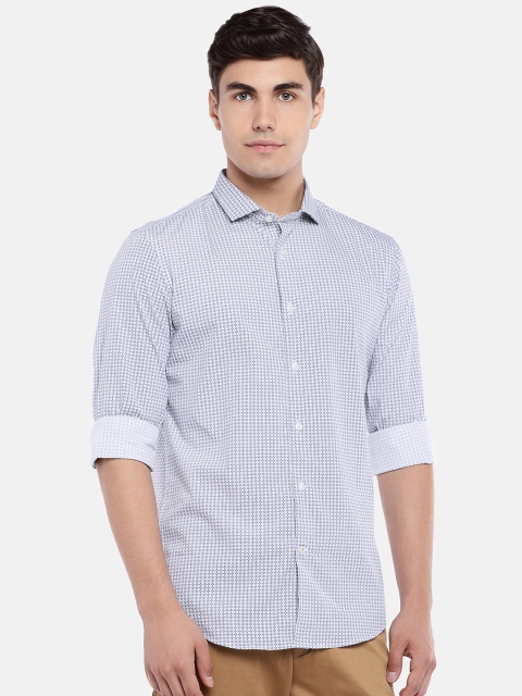 

Blue Printed Slim Fit Formal Shirt