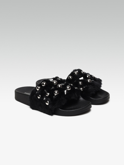 

Steve Madden Women Black Solid Synthetic Open Toe Flats