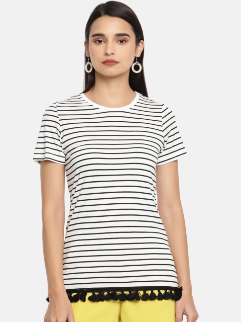 

DOROTHY PERKINS Women White & Black Striped Top