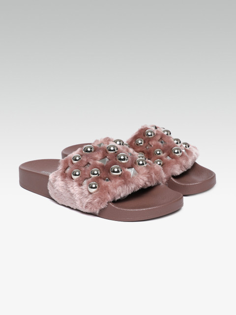 

Steve Madden Women Mauve Solid Synthetic Open Toe Flats