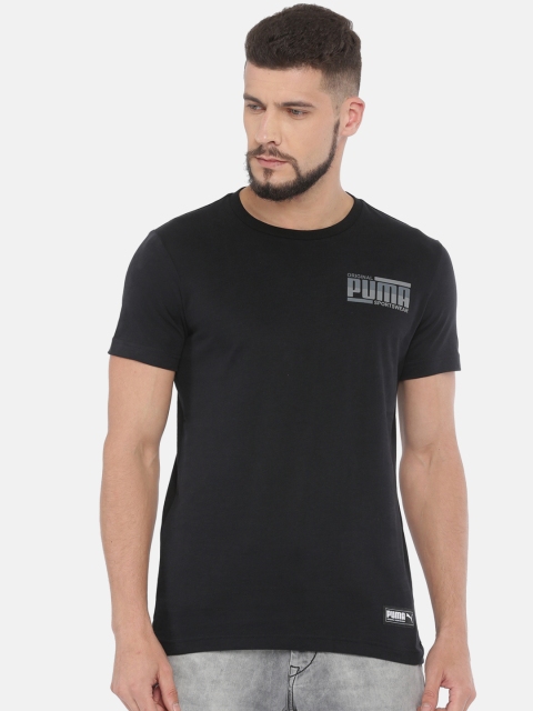 

Puma Men Black Solid Athletics Elevated Round Neck T-Shirt