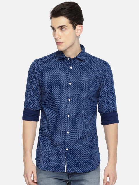 

U.S. Polo Assn. Men Navy Blue Slim Fit Printed Casual Shirt