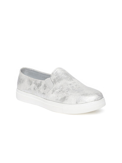 

Jove Women Silver-Toned Slip-On Sneakers