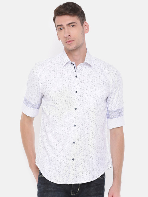 

Peter England Casuals Men White Slim Fit Printed Casual Shirt