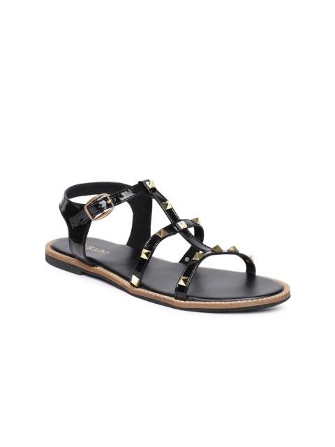 

Jurado Women Black Studded Solid Open Toe Flats