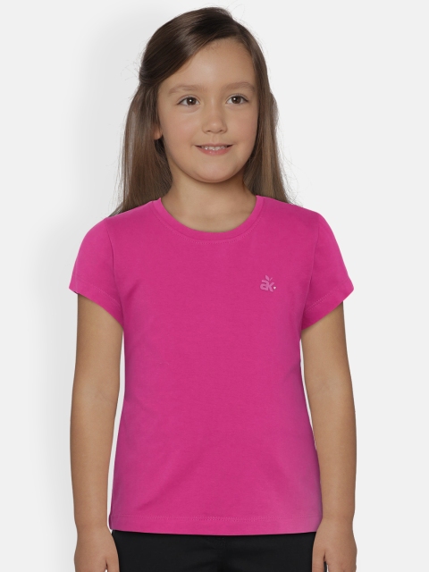 

Adams kids Girls Pink Solid Round Neck T-shirt