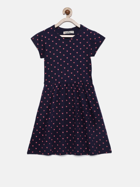 

Palm Tree Girls Navy Blue Printed Fit and Flare Dress