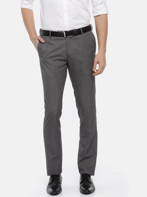 

U.S. Polo Assn. Men Grey Regular Fit Solid Formal Trousers