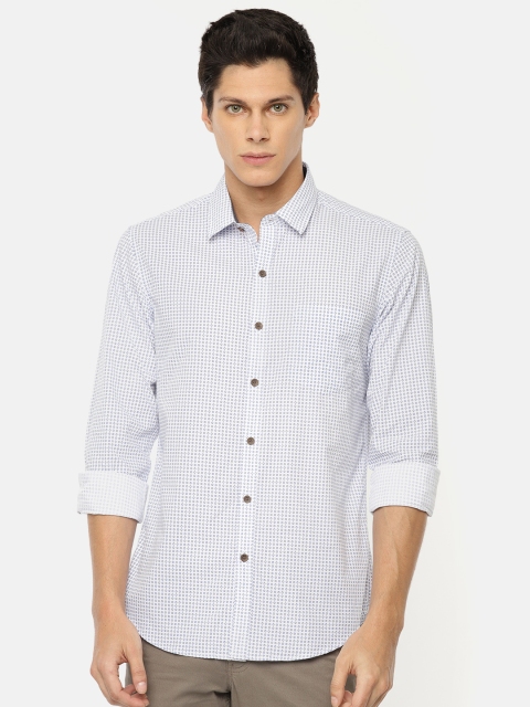 

Wills Lifestyle Men White & Blue Slim Fit Printed Casual Shirt