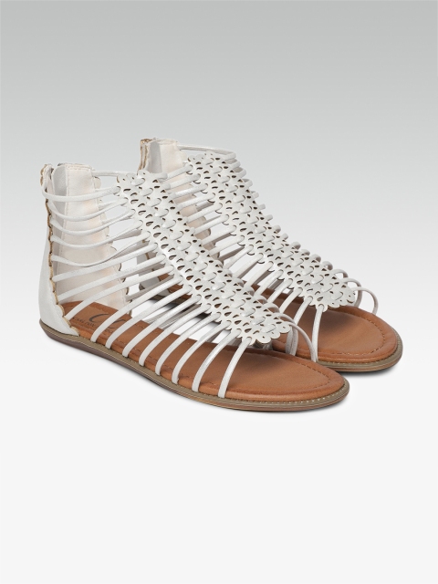 

Carlton London Women White Solid Mid-Top Open Toe Flats