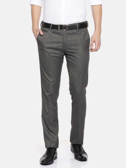 

U.S. Polo Assn. Men Charcoal Grey Slim Fit Solid Formal Trousers