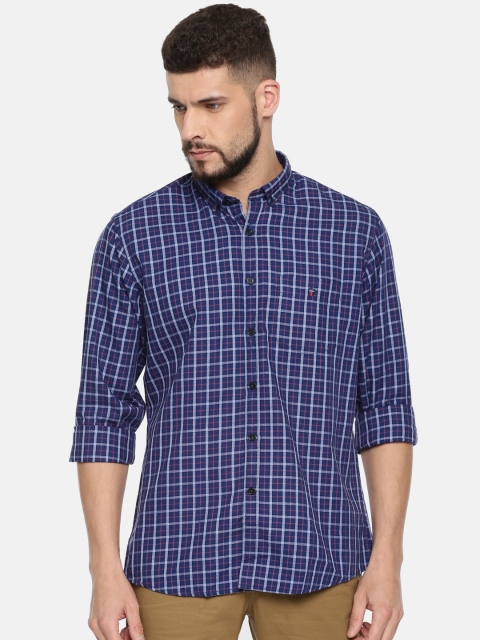 

Louis Philippe Sport Men Navy & Pink Slim Fit Checked Casual Shirt, Navy blue