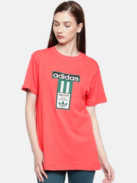 

ADIDAS Originals Women Coral Printed Round Neck T-shirt
