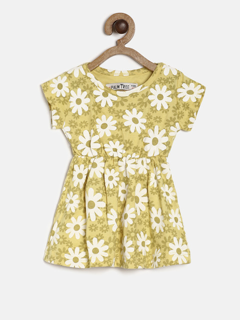 

Palm Tree Girls Yellow Printed Fit and Flare Dress