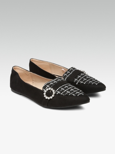 

DOROTHY PERKINS Women Black Woven Design Synthetic Ballerinas
