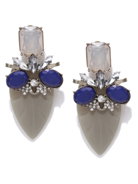 

Parfois Navy & Grey Stone-Studded Drop Earrings, Navy blue