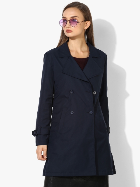 

U.S. Polo Assn. Women Navy Blue Solid Trench Coat