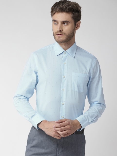 

Blue Printed Slim Fit Formal Shirt