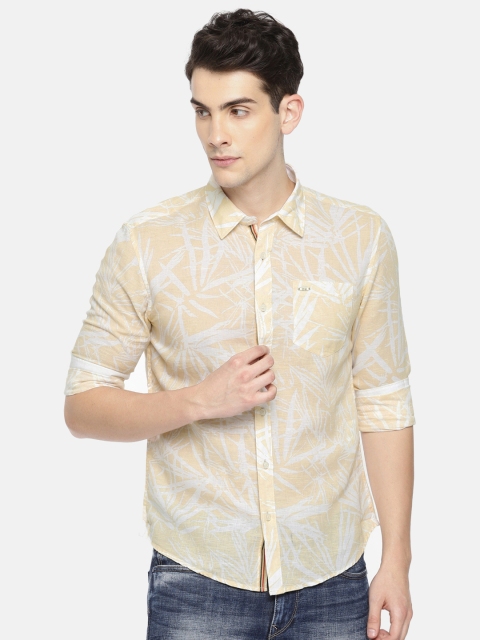 

Peter England Men Cream-Coloured Slim Fit Printed Casual Shirt