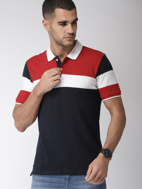 

Arrow Sport Men Navy Blue Colourblocked Polo Collar T-shirt