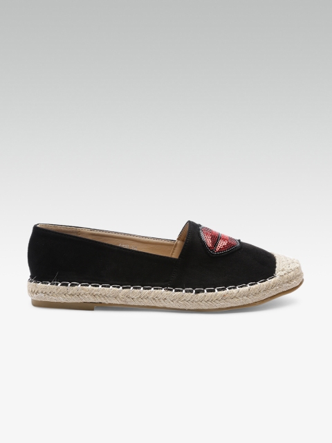 

ELLE Women Black Sequinned Espadrilles