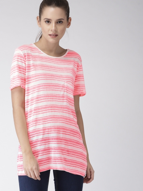

Superdry Women Pink Striped Round Neck T-shirt