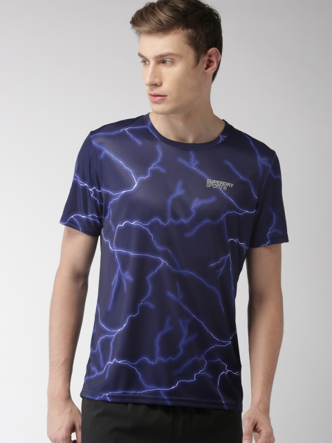 

Superdry Men Navy Blue Printed Round Neck T-shirt