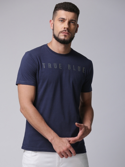 

True Blue Men Navy Blue Printed T-shirt