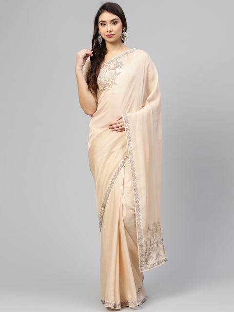 

Saree mall Beige Solid Saree