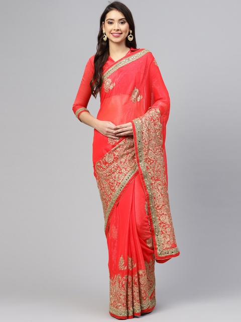

Saree mall Red Solid Saree