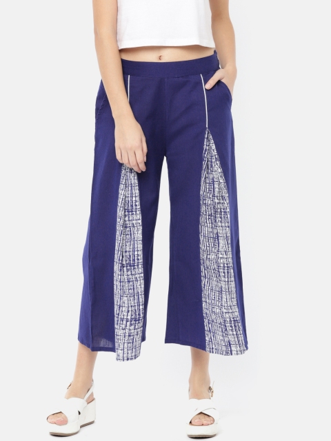 

De Moza Women Navy Blue Regular Fit Printed Culottes