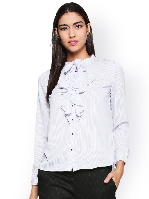 

Van Heusen Women White Regular Fit Striped Casual Shirt