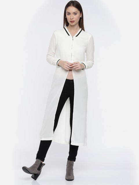 

EVAH LONDON Women Off-White Solid Tailored Jacket