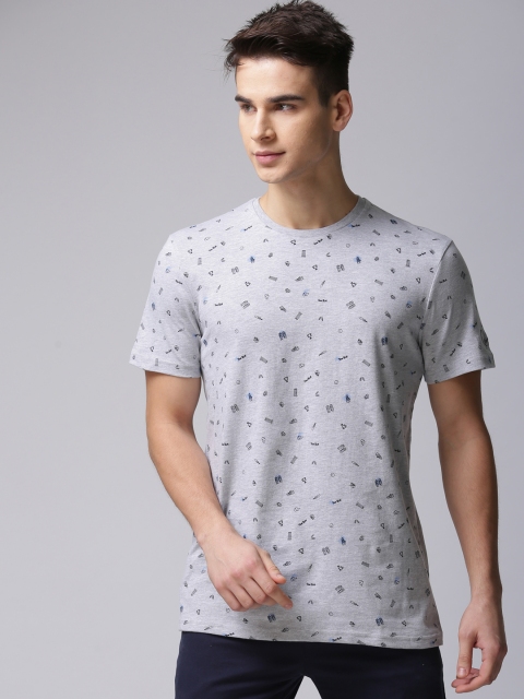 

True Blue Men Grey Printed T-shirt