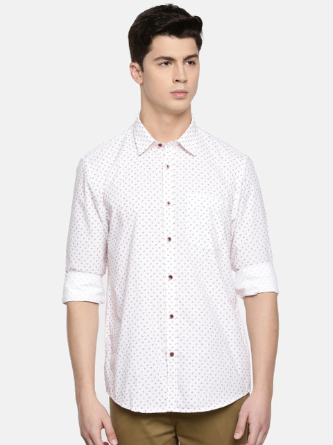

Blackberrys Men White & Red Slim Fit Printed Casual Shirt