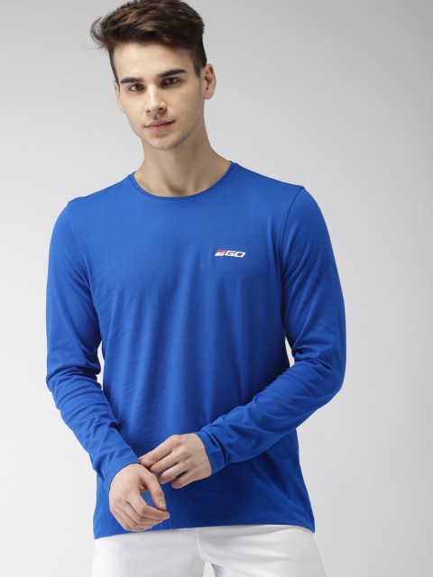 

2GO Men Blue Solid Round Neck T-shirt