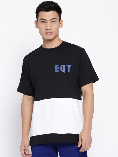 

ADIDAS Originals Men Black & White EQT Graphic Colourblocked T-shirt