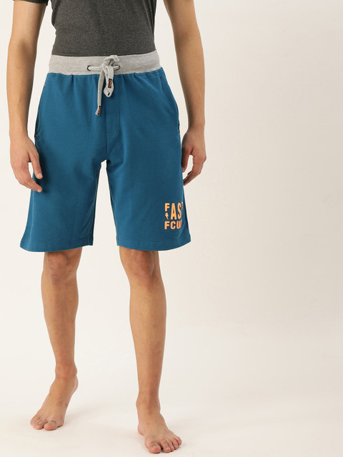 

FCUK Underwear Men Teal Blue Solid Lounge Shorts