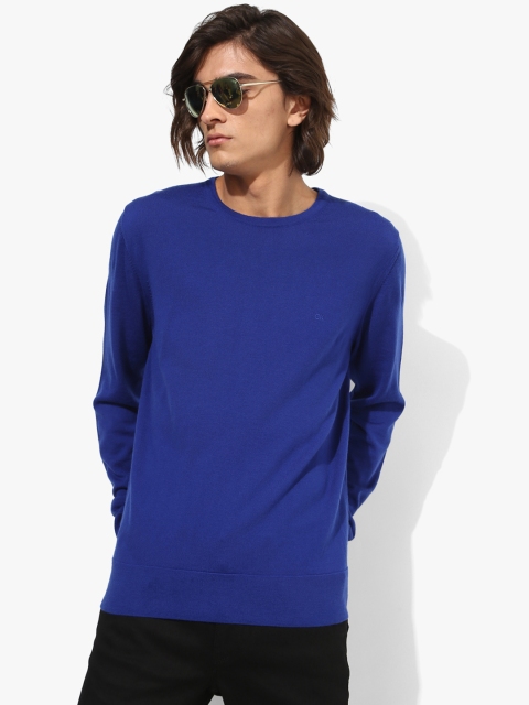 

Calvin Klein Jeans Men Blue Solid Round Neck Sweater