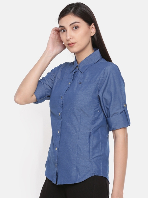 

Wildcraft Women Blue Regular Fit Solid Casual Shirt