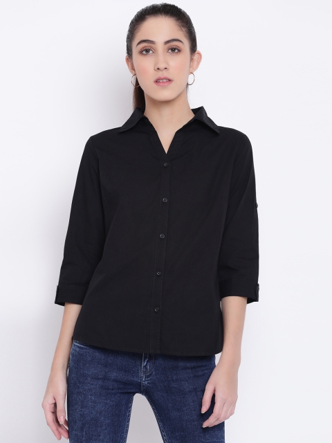 

The Gud Look Women Black Slim Fit Solid Casual Shirt