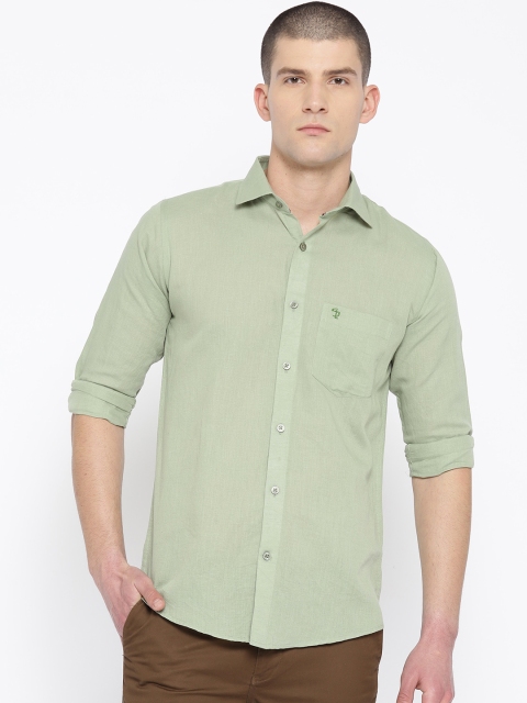

Shaftesbury London Men Green Slim Fit Solid Casual Shirt