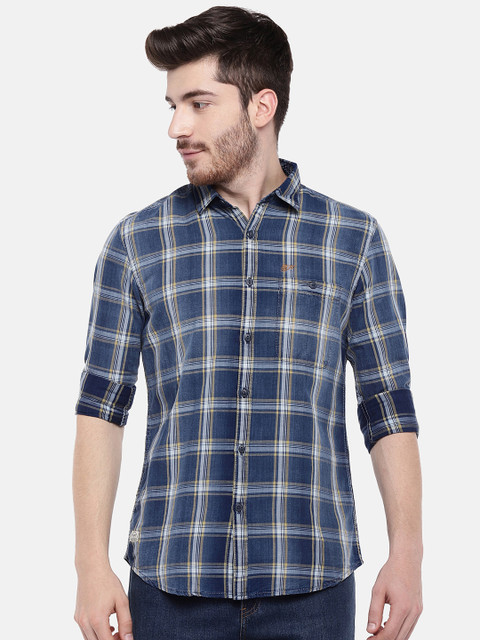 

Blue Checked Slim Fit Casual Shirt