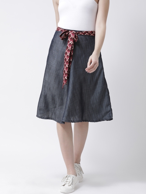 

pinwheel Women Grey Solid Denim A-Line Skirt