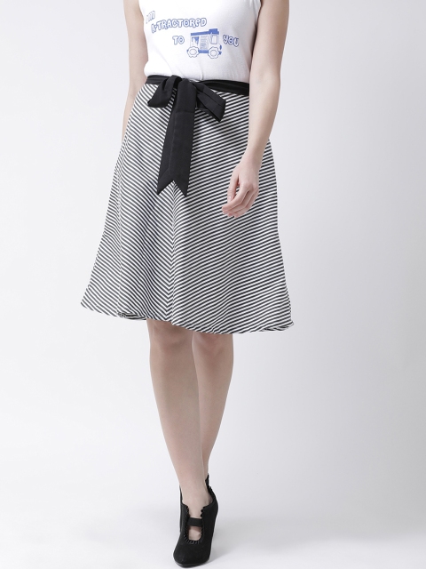 

pinwheel Women Black & White Striped A-Line Skirt