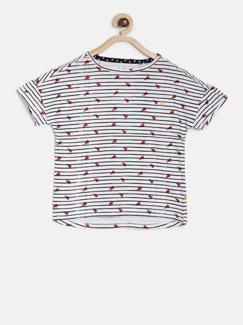

Allen Solly Junior Girls White Striped & Printed Round Neck T-shirt