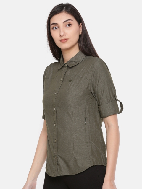 

Wildcraft Women Olive Green Regular Fit Solid Casual Shirt