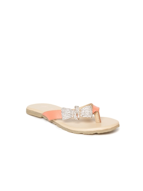 

Aria Nica Girls Peach-Coloured Solid Open Toe Flats