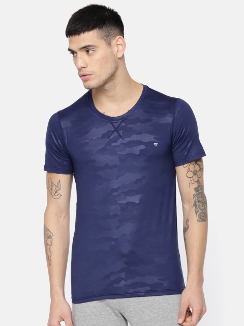 

The Indian Garage Co Men Navy Blue Camouflage Printed Round Neck T-shirt
