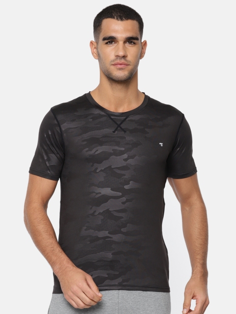 

The Indian Garage Co Men Black Camouflage Printed Round Neck T-shirt